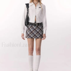 Retro Plaid High Waist Skirt