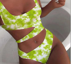 Cloud Print Bandage Push Up One Piece