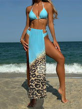 Leopard Halter Skirt Three Piece Set