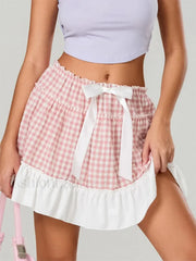 Plaid Ruffled Beach Mini Skirt