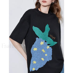 Strawberry Embroidered Loose T-Shirt