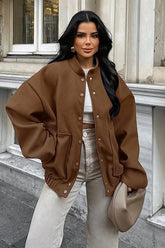 Thick Wool Brown Elastic Hem Coat