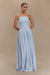 Solid Color Sleeveless Backless Ruched Corset Maxi Prom Dress