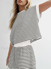 Casual Striped Shorts Two Piece Set