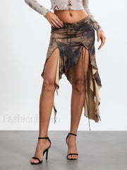 Low Rise Tassel Asymmetrical Retro Skirt