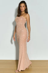 Mesh Rhinestone Cami Maxi Party Dress