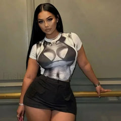 Y2K 3D Printed Sexy Crop T-Shirt