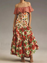 Slash Neck Off-Shoulder Floral Dress