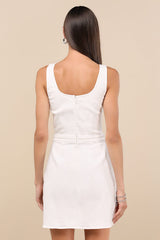 Merima White Denim Wrap Mini Dress