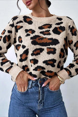 Colorblock Leopard Crewneck Sweater
