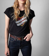 Rhinestone Love Heart Cotton T-Shirt