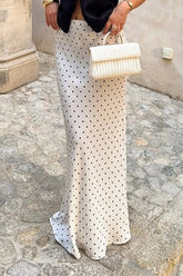 Elegant Satin Polka Dot Mermaid Maxi Skirt