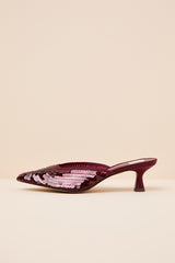 Cleo Cranberry Sequin Pointed-Toe Mule Pumps