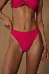 Nerri Hot Pink Mid-Rise Cheeky Bikini Bottoms