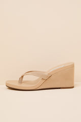 Playing Sand Suede Thong Wedge Sandals