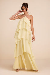 Aveley Light Yellow Tiered Shift Maxi Dress
