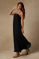 Louisiana Black Smocked Shift Maxi Dress