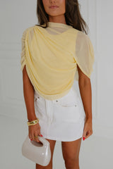 Abigail Ruched Top-Pastel Yellow