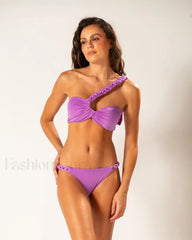 Braided Texture Purple Bikini Set
