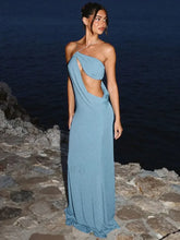 Skew Collar Hollow Maxi Dress