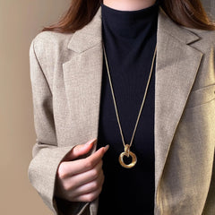 Wrapped Circle Pendant Layered Necklace
