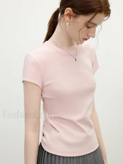 Pink Minimalist Slim Fit T-Shirt