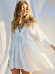 Backless High Waist White Cover Up