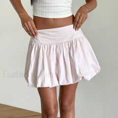 Pleated Lantern Ruffle Hem Skirt