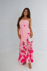 Lady Embroidered Maxi Dress-Pink