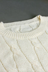 Solid Color Long Sleeve Cable Knit Sweater Dress