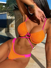 Splicing Wrinkled Underwired Bikini Set