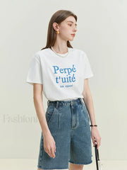 Loose Cool Letter Embroidery T-Shirt