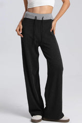Paneled High Waist Draping Lounge Knit Pants