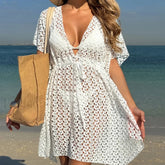 Casual Strap Hollow Knit Cover Up