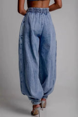 High Waist Zipper Cuff Relaxed Vintage Jeans