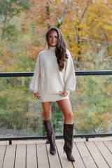 Mollie Cozy Sweater Dress-Cream