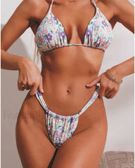 Crinkled Mid Waist Bikini Set