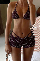Polka Dot Boyshort Slim Fit Three Piece Swim Set