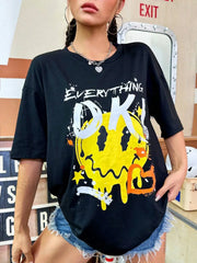 Everything Is Ok Funny Printing Casual T-Shirt