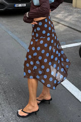 Sheer Polka Dot Ruffled Mesh Skirt