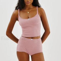 Fairy Grunge Lace Trim Tube Top Shorts Two Piece Set