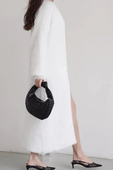 Long Faux Shearling Solid Color Overcoat