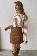 Cotton Striped Crew Neck Long Sleeve Tee