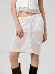 Crochet Flower Knitted Midi Skirt