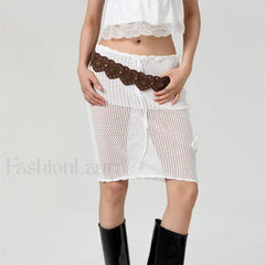 Crochet 3D Flower Midi Skirt