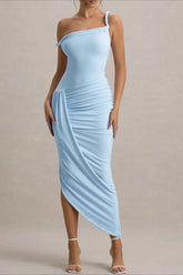 Asymmetrical Bodycon Maxi Party Dress