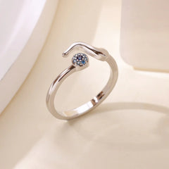 Wavy Evil Eye Open Geometric Zirconia Ring