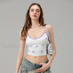 Fitted Lace Trim Crop Top