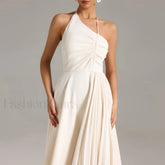 Diagonal Neck Folded Midi Dress