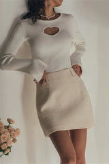 Heart Cutout Slim Fit Knit Sweater